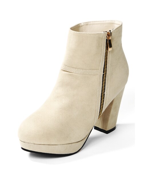 GRL（グレイル）の「スエードショートブーツ（ブーツ・レディース・ブラック/ボルドー/アイボリー・24.5）」の2枚目の写真