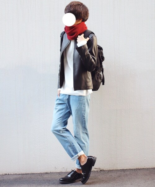 LIDNM（リドム）の「リブニットスヌード（ストール/ショール・メンズ・レッド・FREE）」の4枚目の写真