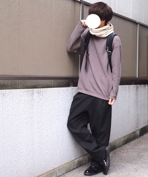 LIDNM（リドム）の「リブニットスヌード（ストール/ショール・メンズ・ベージュ・FREE）」の3枚目の写真