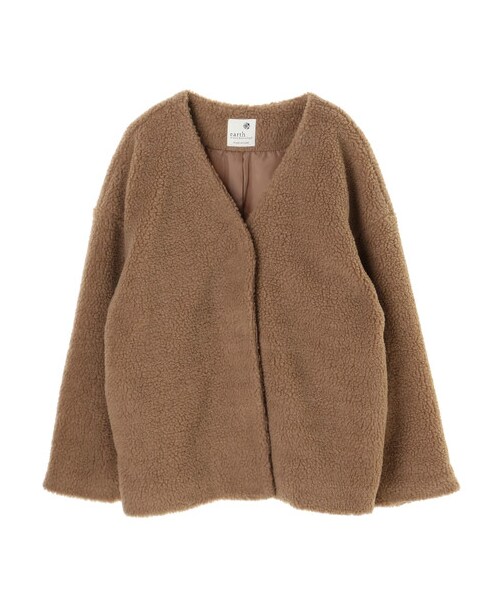 earth music&ecology（アースミュージックアンドエコロジー）の「・ボアショートコート（ジャケット/アウター・アイボリー/ブラック/キャメル・F）」の10枚目の写真