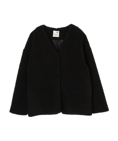 earth music&ecology（アースミュージックアンドエコロジー）の「・ボアショートコート（ジャケット/アウター・アイボリー/ブラック/キャメル・F）」の9枚目の写真