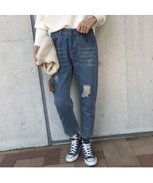 copine | ほどよいゆる可愛いさ！！ダメージクロップドデニム【クリックポスト対象商品】(デニムパンツ)