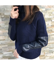 copine | 【期間限定価格】袖パッチワークタートルニット/セーター(ニット/セーター)