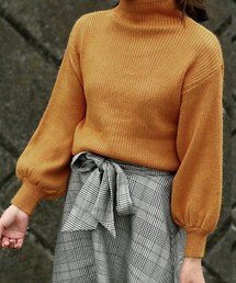 Tiffee SELECT | ボトルネックボリューム袖リブニットトップス(ニット/セーター)