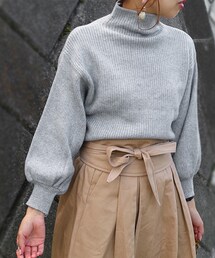 Tiffee SELECT | ボトルネックボリューム袖リブニットトップス(ニット/セーター)