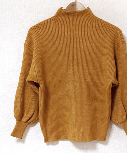 Tiffee SELECT（ティフィーセレクト）の「ボトルネックボリューム袖リブニットトップス（ニット/セーター・レディース・キャメル/グレー/ブラック・Free）」の6枚目の写真