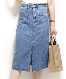 Tiffee SELECT | フロントスリット台形デニムスカート(デニムスカート)