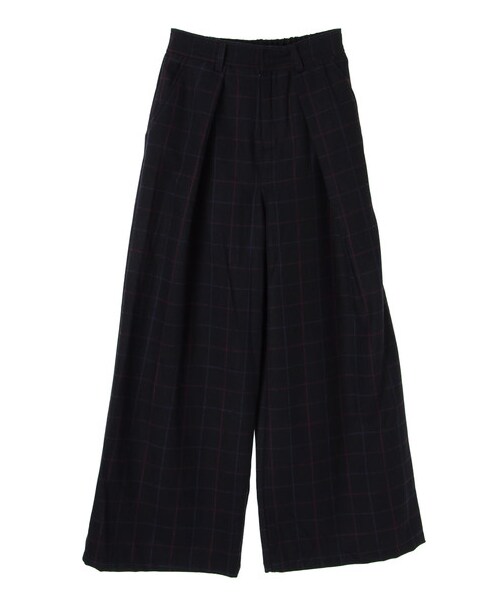 earth music&ecology（アースミュージックアンドエコロジー）の「チェックウールワイドパンツ（パンツ・ウィンドペンネイビー/ガンクラブチェック・S/M）」の7枚目の写真
