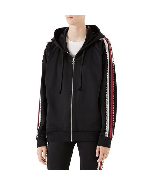 GUCCI（グッチ）の「Gucci Crystal Embroidered Jersey Sweatshirt