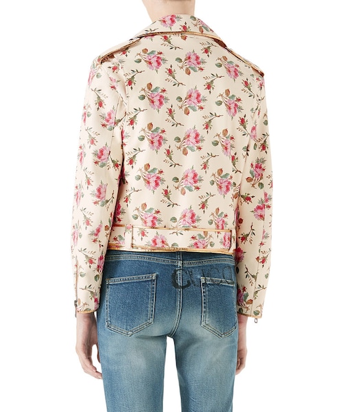 GUCCI（グッチ）の「Gucci Rose-Print Leather Biker Jacket（ライダースジャケット・レディース・MULTI・38 IT (2 US)/44 IT (8 US)/42 IT (6 US)/40 IT (4 US)）」の3枚目の写真