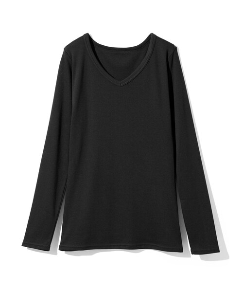 GRL(グレイル)の「VネックベーシックロンT(Tシャツ/カットソー・レディース・ブラック/グレー/オフホワイト/オフホワイト×黒・M)」の1枚目の写真