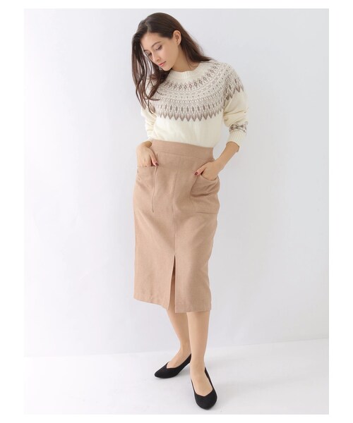 earth music&ecology(アースミュージックアンドエコロジー)の「・Wポケットナロースカート(スカート・ブラック/ベージュ/ピンクベージュ・S/M)」の3枚目の写真