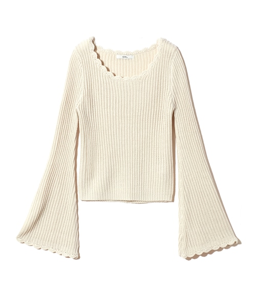 GRL（グレイル）の「スカラップデザインニットトップス（ニット/セーター・レディース・ピンク/ブラック/アイボリー・F）」の2枚目の写真