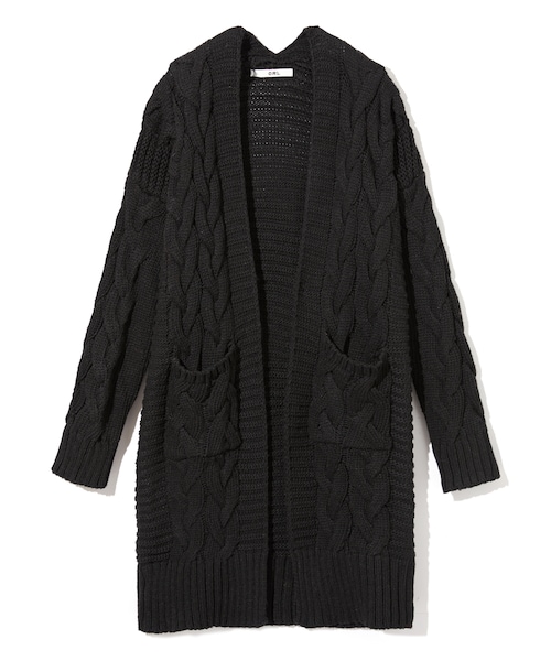 GRL(グレイル)の「ケーブル編みロングニットカーデガン(カーディガン/ボレロ・レディース・グレー/ブラック/ラベンダー/キャメル・F)」の2枚目の写真