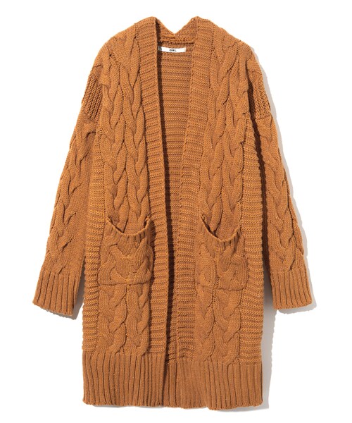 GRL(グレイル)の「ケーブル編みロングニットカーデガン(カーディガン/ボレロ・レディース・グレー/ブラック/ラベンダー/キャメル・F)」の3枚目の写真