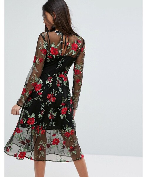 WAREHOUSE（ウエアハウス）の「Warehouse Premium Floral Embroidered Lace Dress