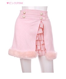 Bobon21（ボボンニジュウイチ）の「裾ファーチェック柄フリルスカパン