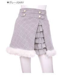 Bobon21 | 裾ファーチェック柄フリルスカパン-全２色-(スカート)