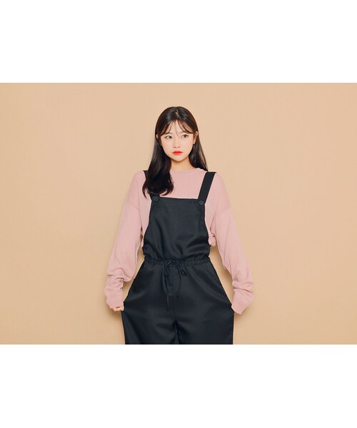 HOTPING（ホッピン）の「ドロップショルダーラウンドネックニット（ニット/セーター・レディース・ブラック/オリーブ/アイボリー/グリーン/ベージュ/ブラウン/ブルー/ピンク・1(フリーサイズ)/2(L-XL)/1(XS-S)）」の7枚目の写真