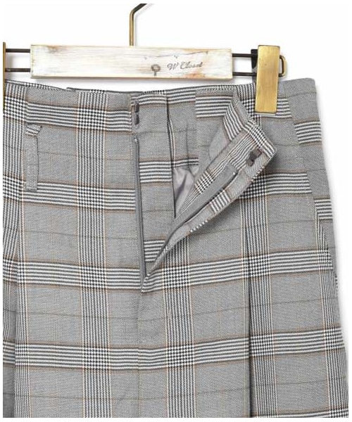 w closet（ダブルクローゼット）の「ハイウエストチェック柄タックパンツ（パンツ・レディース・ブラウン/グレー・FREE）」の5枚目の写真