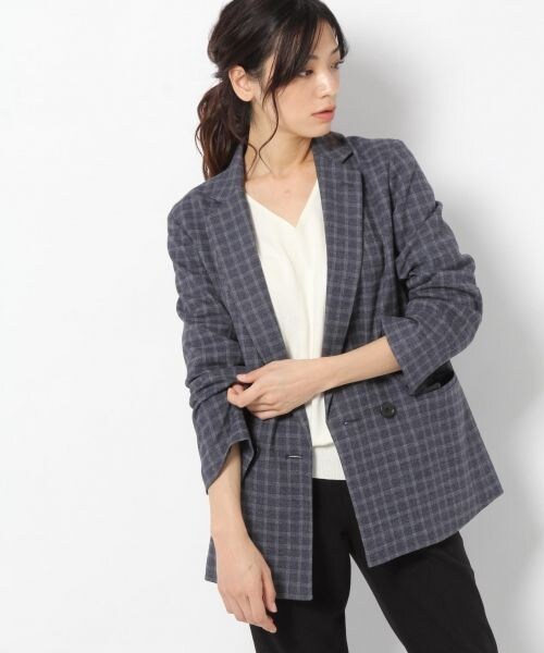laboratory work（ラボラトリーワーク）の「ダブルブレストチェックジャケット（ジャケット/アウター・グレー系/ブルー系）」の2枚目の写真