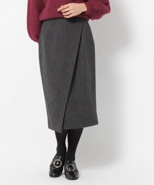 laboratory work（ラボラトリーワーク）の「タイトアシメラップスカート（スカート・グレー/チャコールグレー/ネイビー）」の2枚目の写真