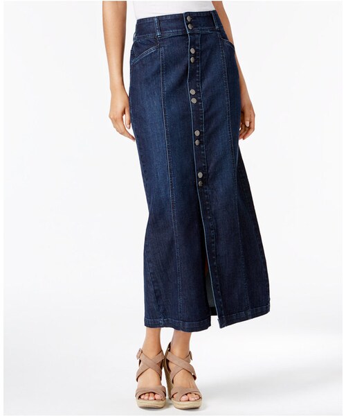 Button-Front Midi Denim Skirt, Created 