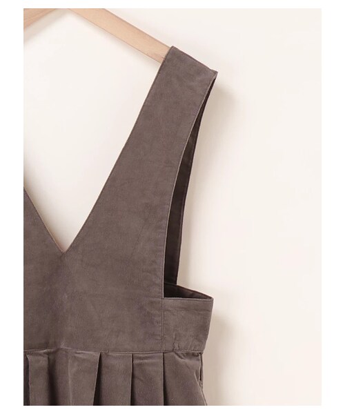 ehka sopo（エヘカソポ）の「ベロアVネックジャンスカ（ワンピース/ドレス・グレー/ブラック/グリーン・M）」の3枚目の写真