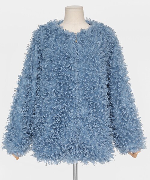 DHOLIC（ディーホリック）の「フェイクファージップアップジャケット（その他アウター・レディース・ピンク/ブラウン/その他/ホワイト/ベージュ/ブルー・FREE）」の5枚目の写真