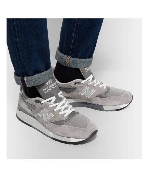 NEW BALANCE（ニューバランス）の「New Balance 998 Suede, Textured-Leather And Mesh Sneakers（スニーカー・メンズ・Gray・UK10.5/UK9.5/UK9/UK11/UK10/UK11.5/UK8/UK7/UK6.5/UK8.5/UK7.5）」の2枚目の写真