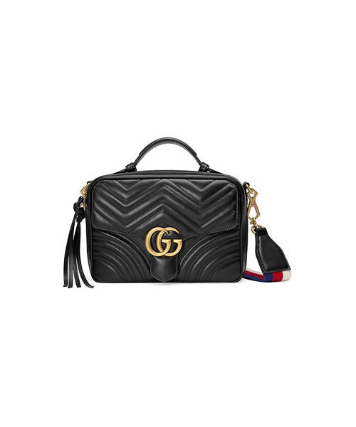 ✧GUCCI✧ GG Marmont Large Chevron Quilted Leather Shoulder Bag