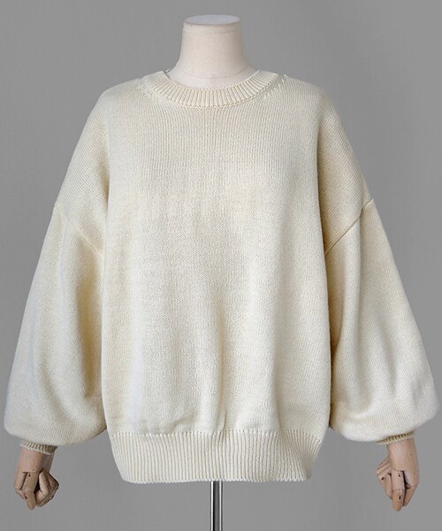 DHOLIC（ディーホリック）の「バルーンスリーブニットプルオーバー（ニット/セーター・レディース・ブルー/ホワイト/ブラウン/グリーン・FREE）」の2枚目の写真