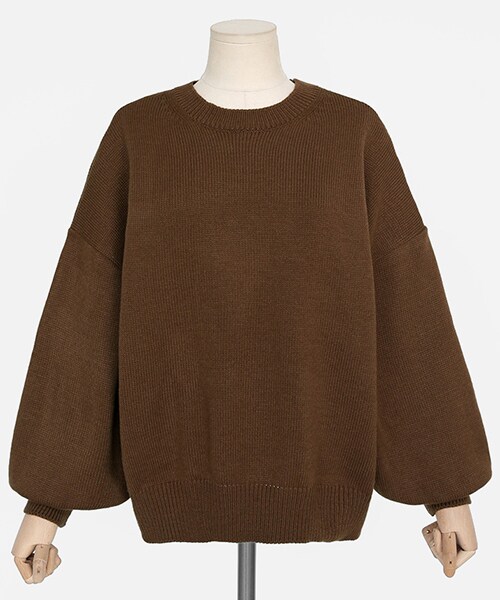 DHOLIC（ディーホリック）の「バルーンスリーブニットプルオーバー（ニット/セーター・レディース・ブルー/ホワイト/ブラウン/グリーン・FREE）」の3枚目の写真