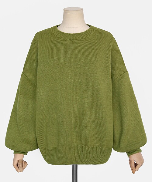 DHOLIC（ディーホリック）の「バルーンスリーブニットプルオーバー（ニット/セーター・レディース・ブルー/ホワイト/ブラウン/グリーン・FREE）」の4枚目の写真