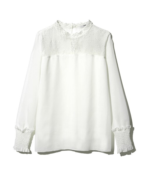 GRL（グレイル）の「シースルートップス（シャツ/ブラウス・レディース・ブラック/ネイビー/オフホワイト・M）」の2枚目の写真