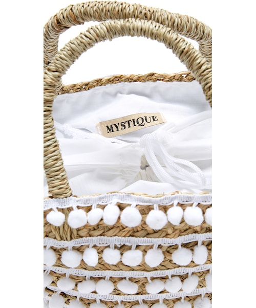 Mystique Pom Pom Tote Bag, White White Faux Fur Mesh Purse/Handbag/Tote with Pom Poms & Small  main image 4