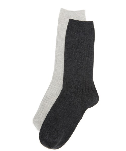 madewell（メイドウェル）の「Madewell Two-Pack Ribbed Heather Trouser Socks（レッグウェア・レディース・White/Gray・One Size）」の2枚目の写真