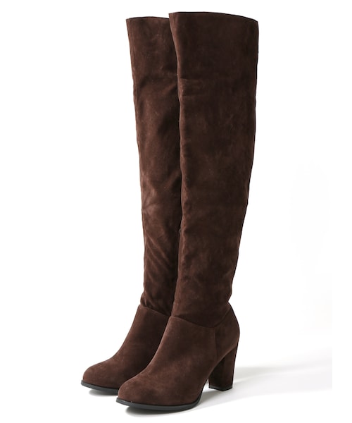 GRL(グレイル)の「太ヒールスエードニーハイブーツ(ブーツ・レディース・ブラック/ブラウン/ベージュ・24.5)」の2枚目の写真