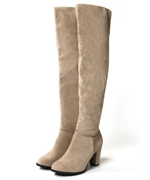 GRL(グレイル)の「太ヒールスエードニーハイブーツ(ブーツ・レディース・ブラック/ブラウン/ベージュ・24.5)」の3枚目の写真