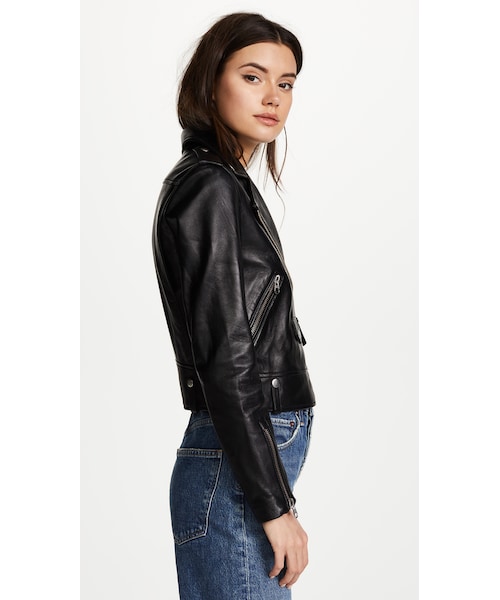 Mackage ライダースジャケット Mackage // Black Leather Moto Jacket – VSP Consignment