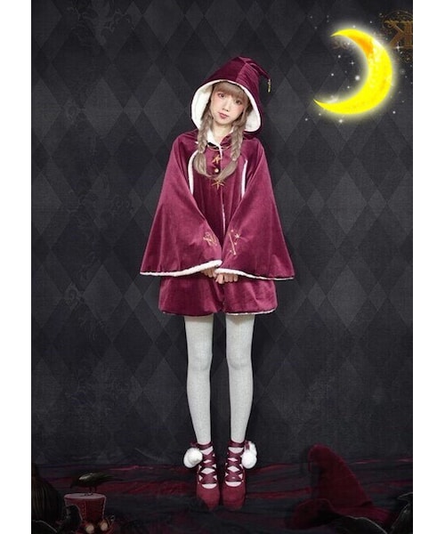 の「もこもこ❤️ 魔法陣 魔女っ子 ポンチョ付きコート マント