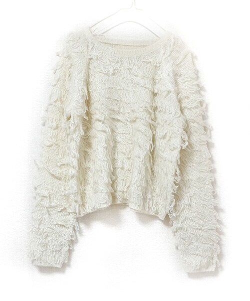 Tiffee SELECT（ティフィーセレクト）の「もこもこループヤーンニットプルオーバー（ニット/セーター・レディース・ホワイト/マスタードイエロー/ブラウン・M）」の2枚目の写真