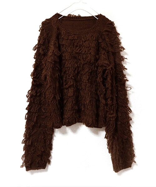 Tiffee SELECT（ティフィーセレクト）の「もこもこループヤーンニットプルオーバー（ニット/セーター・レディース・ホワイト/マスタードイエロー/ブラウン・M）」の4枚目の写真