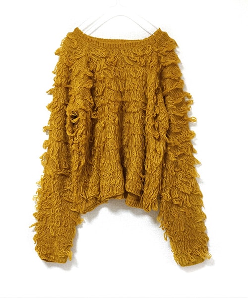 Tiffee SELECT（ティフィーセレクト）の「もこもこループヤーンニットプルオーバー（ニット/セーター・レディース・ホワイト/マスタードイエロー/ブラウン・M）」の6枚目の写真