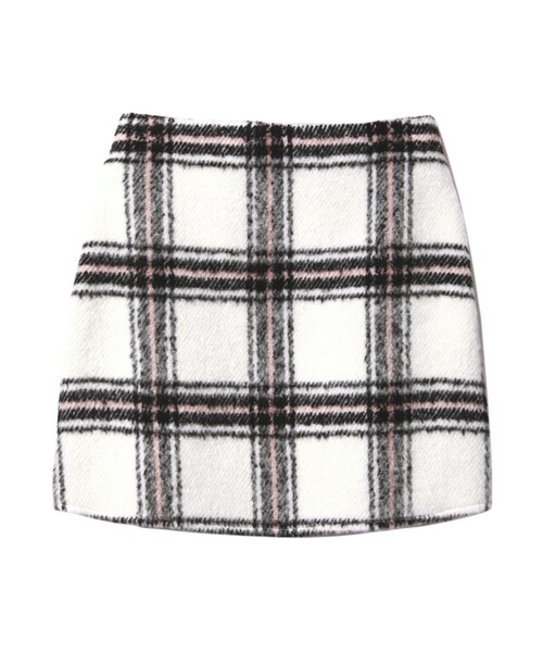 GRL（グレイル）の「シャギーチェックスカート（スカート・レディース・オフホワイト×グレー/オフ×黒/オフ×ピンク・S）」の3枚目の写真