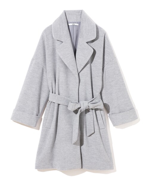 GRL（グレイル）の「ウエストリボンウールタッチコート（ダウンジャケット/コート・レディース・ブラック/グレー/ピンクベージュ・M/F）」の2枚目の写真