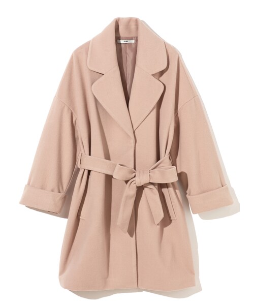 GRL（グレイル）の「ウエストリボンウールタッチコート（ダウンジャケット/コート・レディース・ブラック/グレー/ピンクベージュ・M/F）」の3枚目の写真