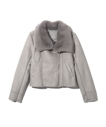 GRL | ファーカラーフェイクムートンジャケット(ムートンコート)