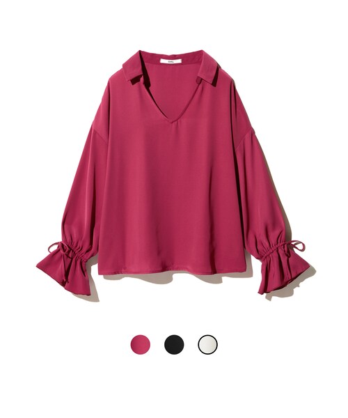 GRL（グレイル）の「キャンディースリーブスキッパーシャツ（シャツ/ブラウス・レディース・ブラック/ピンク/ホワイト・F）」の2枚目の写真