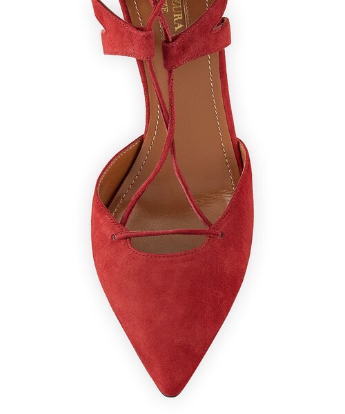 Aquazzura（アクアズーラ）の「Aquazzura Belgravia Suede Lace-Up Pump, Red（パンプス・レディース・RED・8B / 38EU）」の2枚目の写真